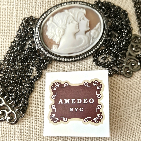 Italian Amedeo NYC Real Dual Cameo Jewelry Set - Picture 7 of 12